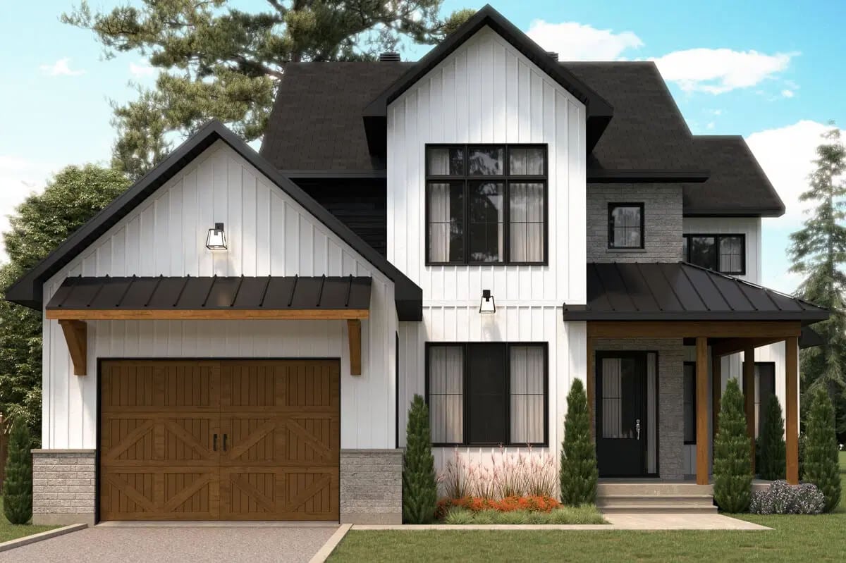 Modern Farmhouse-Style 3-Bedroom Home with Open Concept Design (Floor Plan)