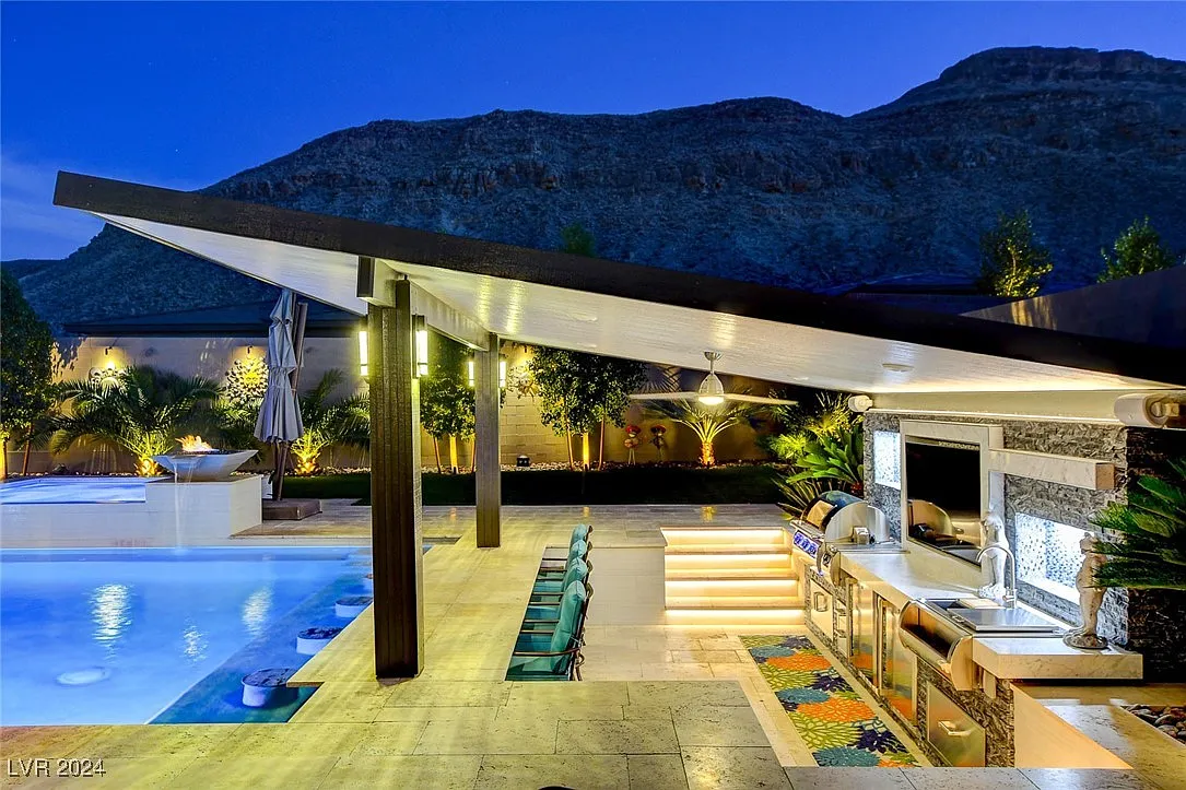 Covered Sunken Outdoor Kitchen