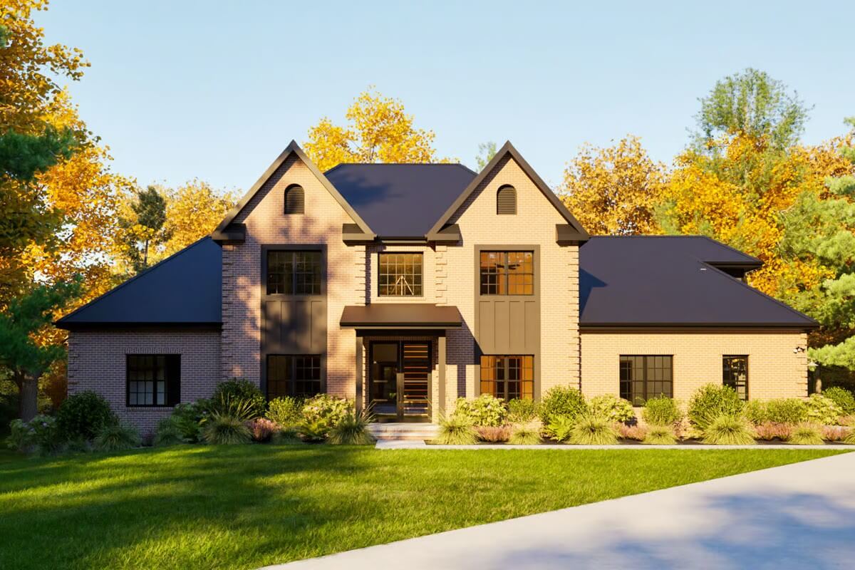 4-Bedroom Transitional-Style Home with Balcony and Unfinished Bonus Space (Floor Plan)