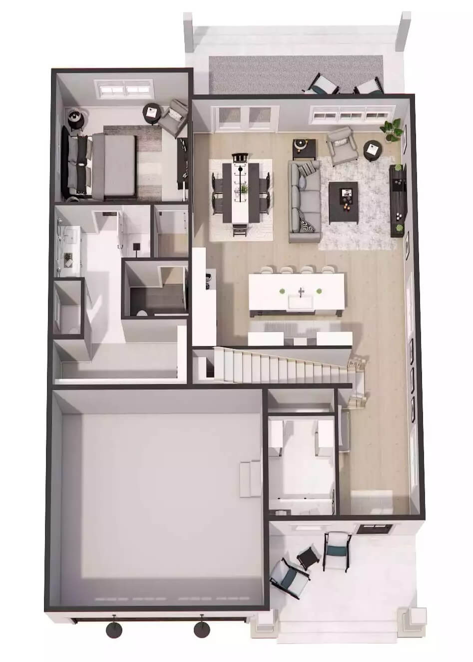 3D Main Level Floor Plan