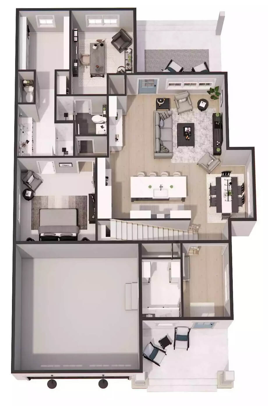 3D Main Level Floor Plan