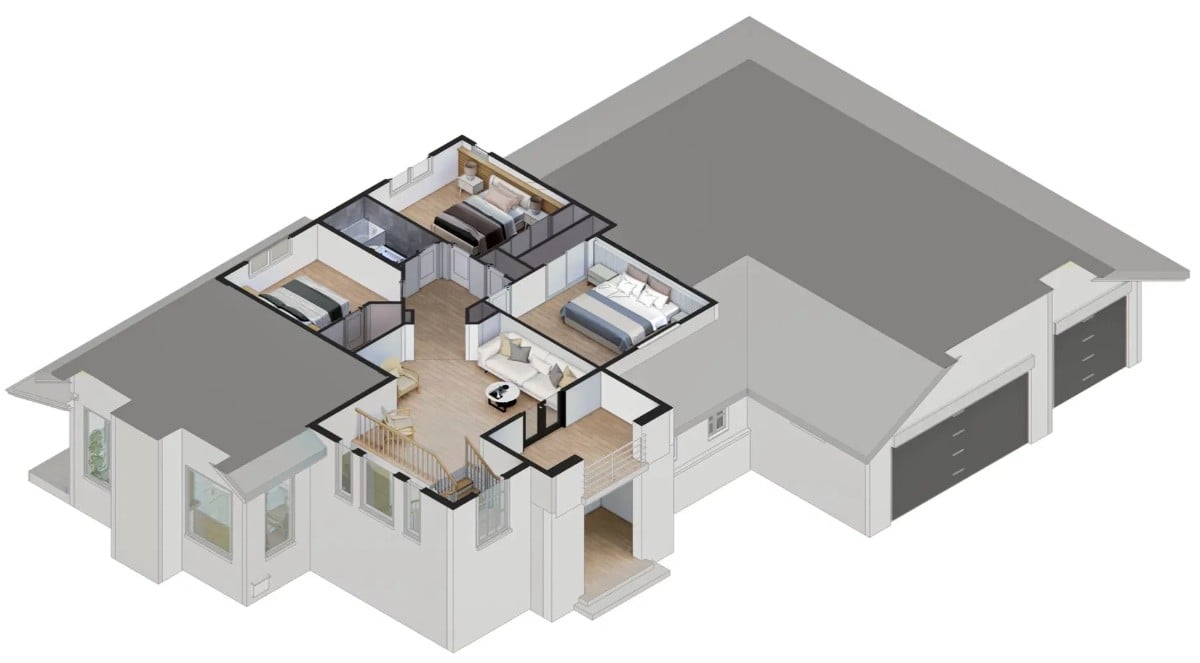 3D Second Level Floor Plan