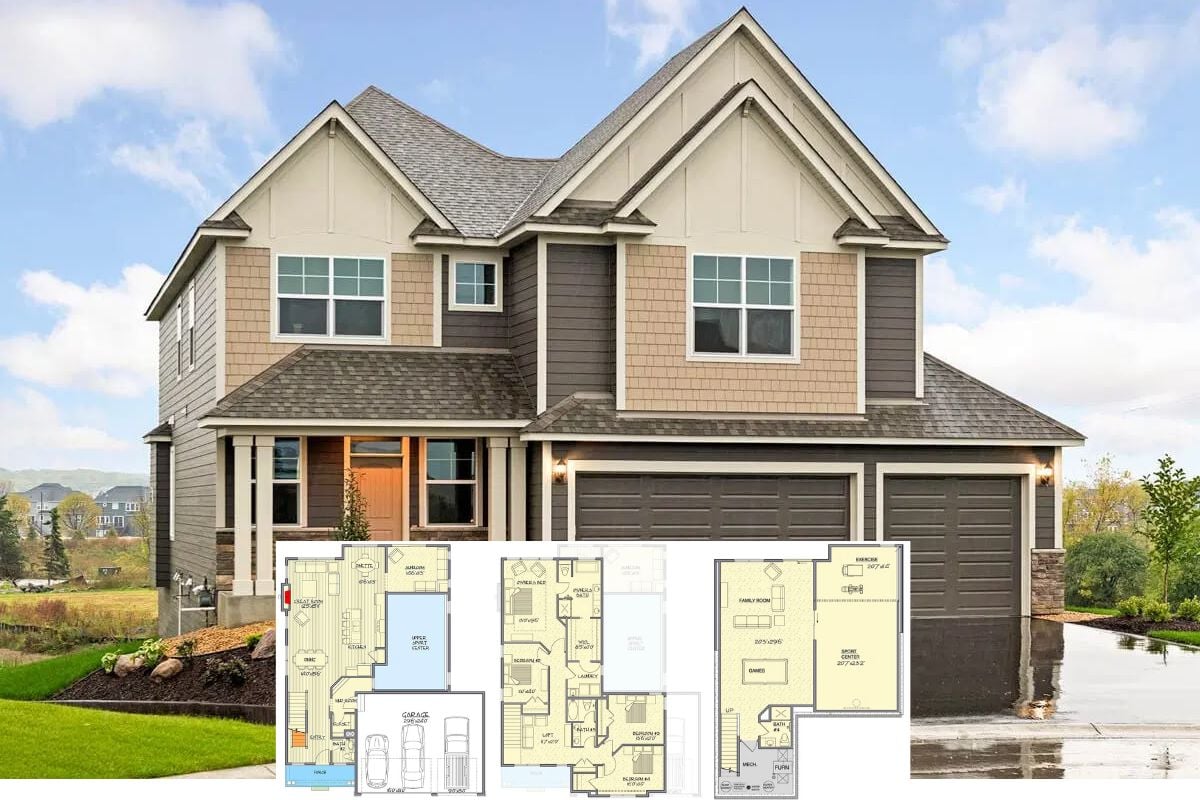 4-Bedroom Country Craftsman with Loft and Sports Center (Floor Plan)