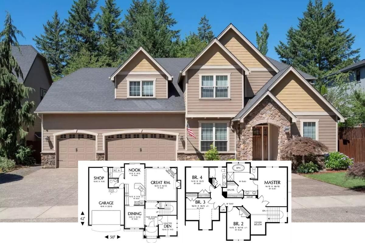 4-Bedroom Fairford Craftsman Home with Open Living Space and Balcony (Floor Plan)