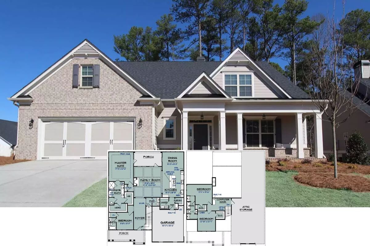 Traditional 4-Bedroom Brinkley Park Home for a Corner Lot with Open Concept Design (Floor Plan)