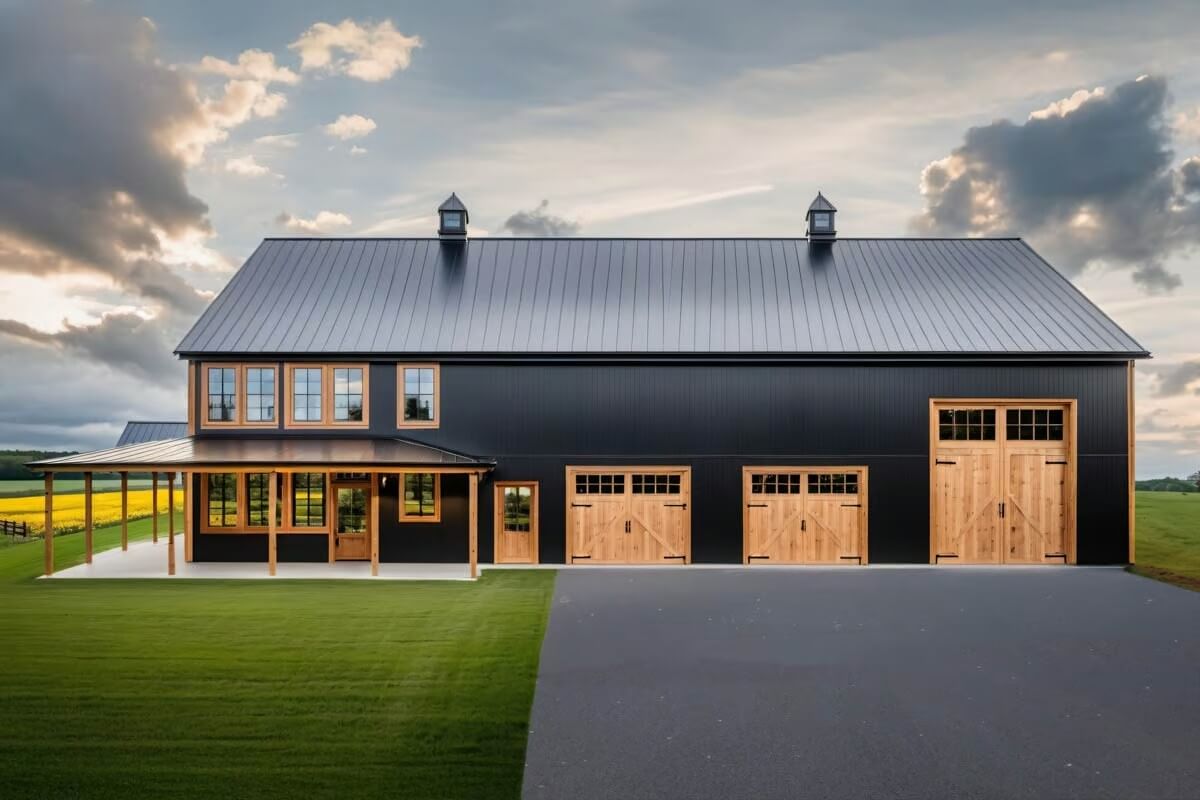 Barndominium-Style 3-Bedroom Home with Wraparound Porch and Bonus Room (Floor Plan)