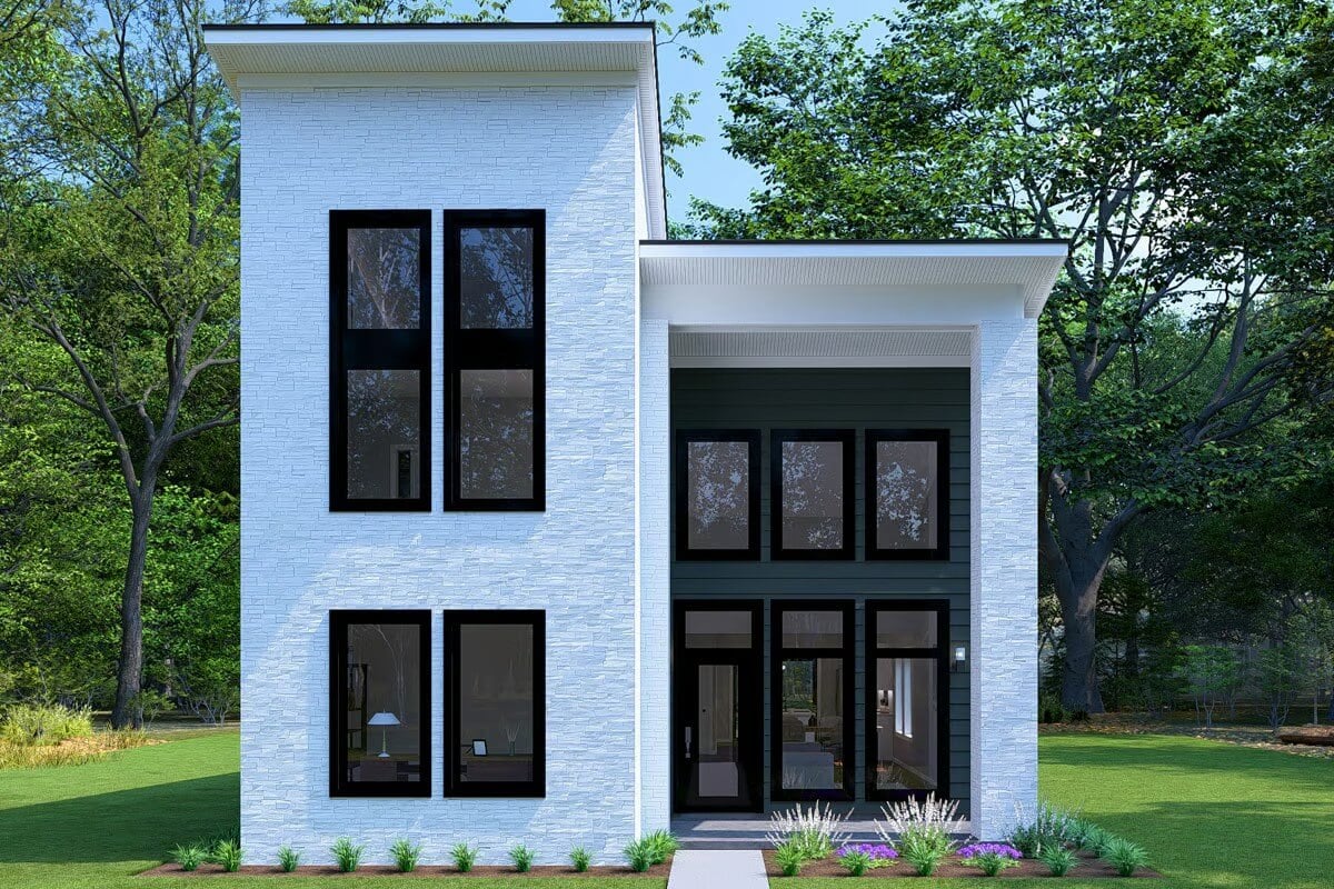 4-Bedroom Contemporary Home for a Narrow Lot with Open-Concept Living (Floor Plan)