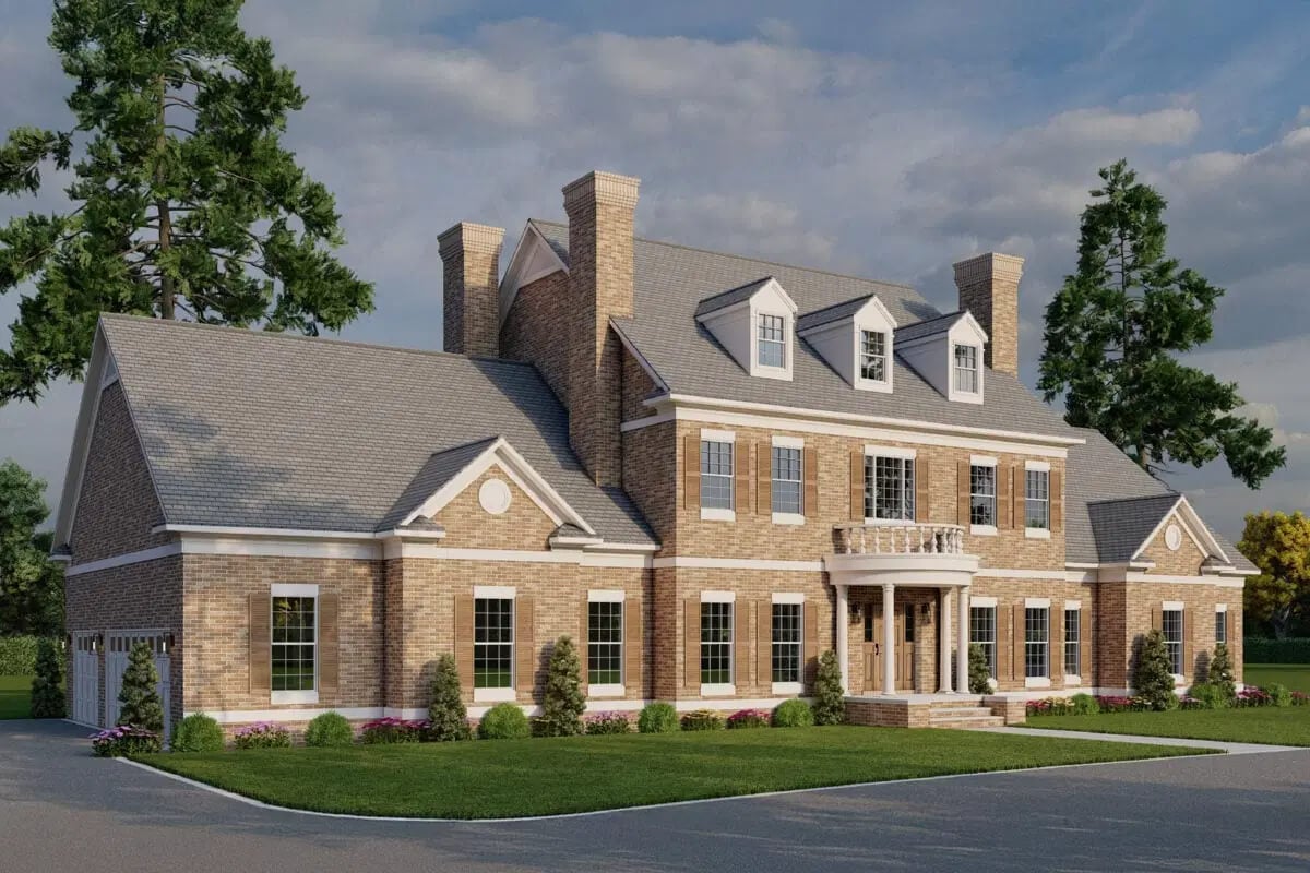 Traditional Brick Colonial Home for a Corner Lot with 4 Bedrooms (Floor Plan)