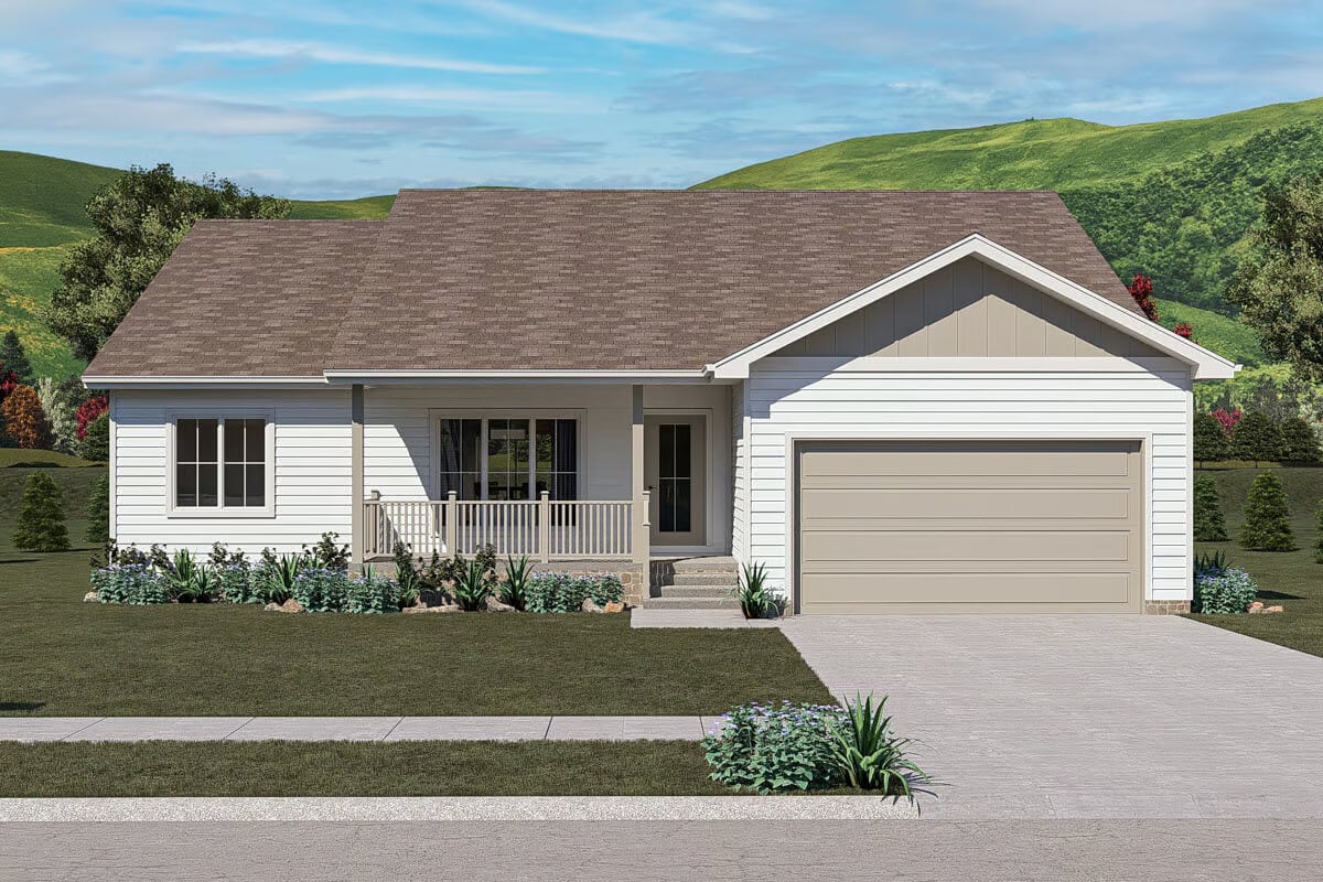 7-Bedroom Traditional Home with Covered Front Porch and Optional Basement (Floor Plan)