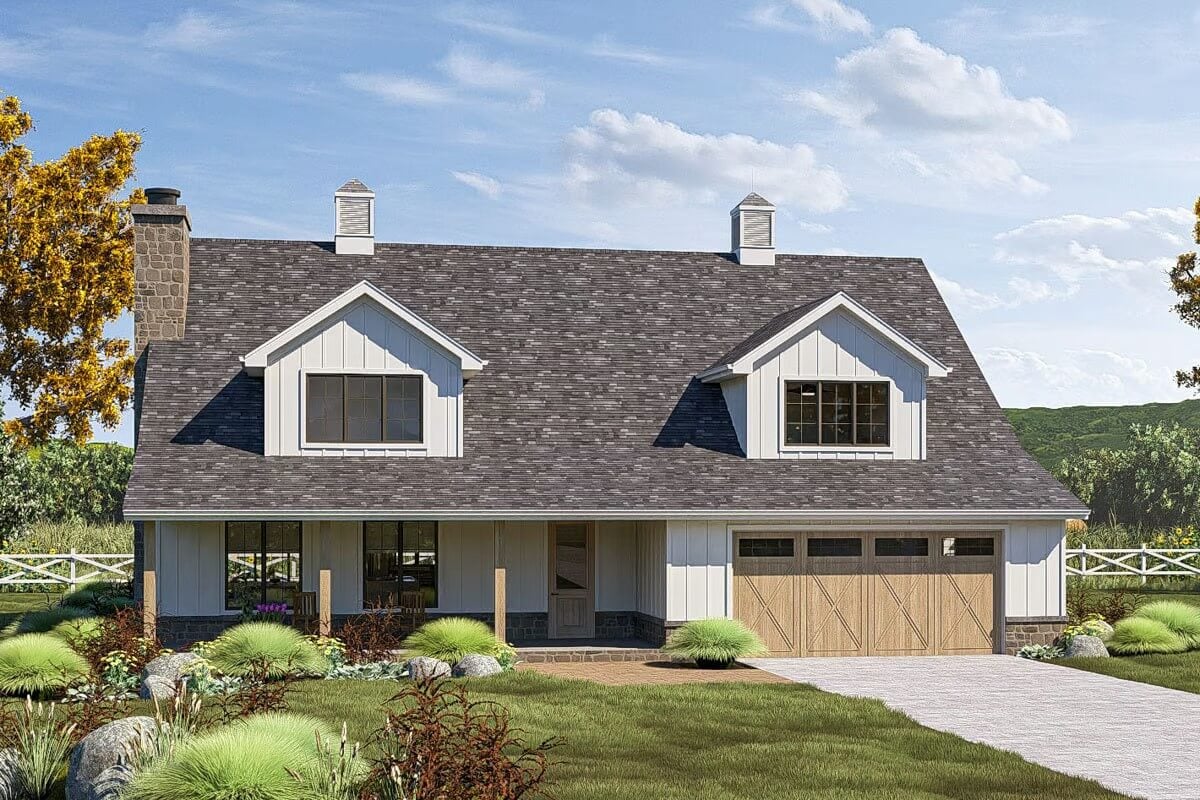 4-Bedroom Country Farmhouse with Loft and Open Living Area (Floor Plan)