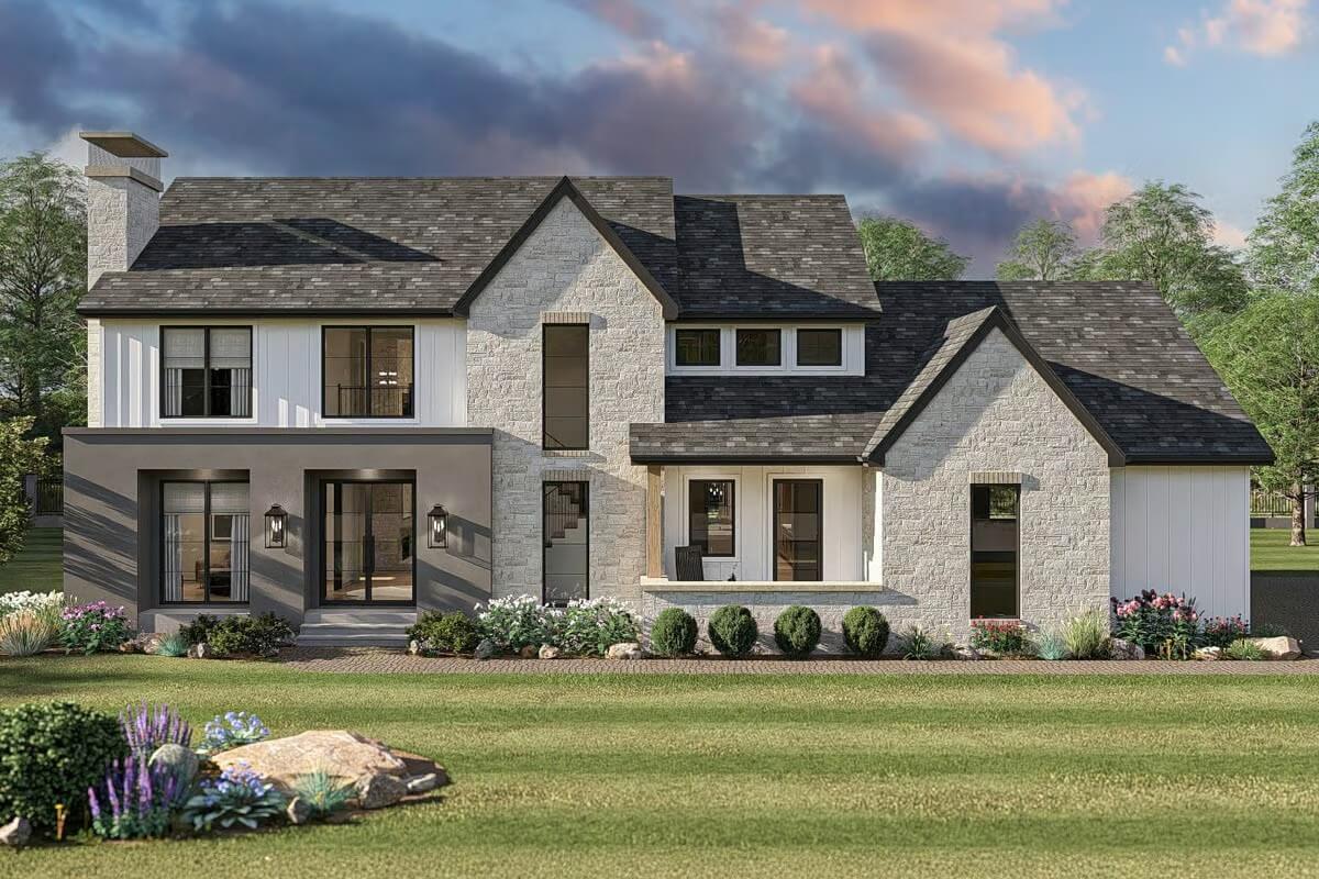 4-Bedroom Transitional Farmhouse with Balcony and Jack & Jill Bathroom (Floor Plan)