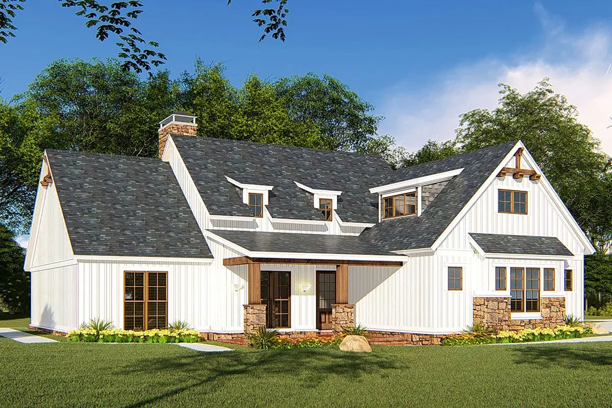 4-Bedroom Farmhouse with 3-Car Garage and Bonus Room (Floor Plan)