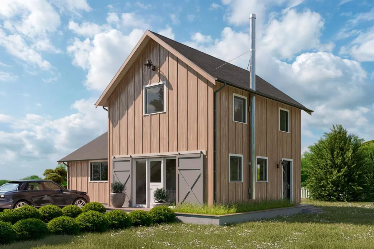 Barn-Style 3-Bedroom Country Cottage with Open-Concept Living (Floor Plan)