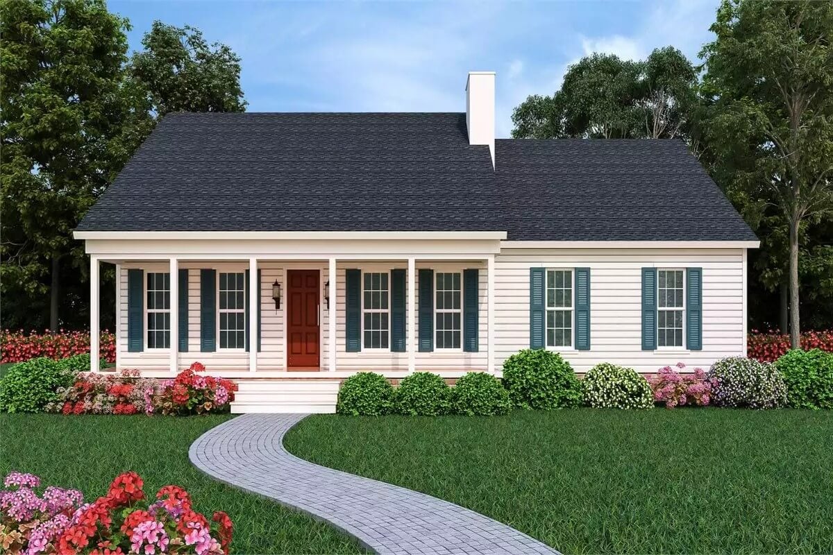 Ranch-Style 3-Bedroom Rendon Home for a Corner Lot with Dual Porches (Floor Plan)