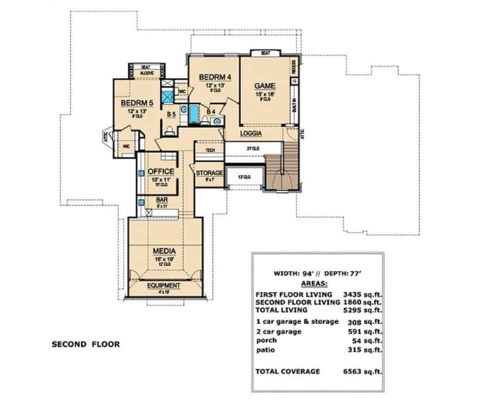 Explore the Second Floor with a Game Room and Media Space