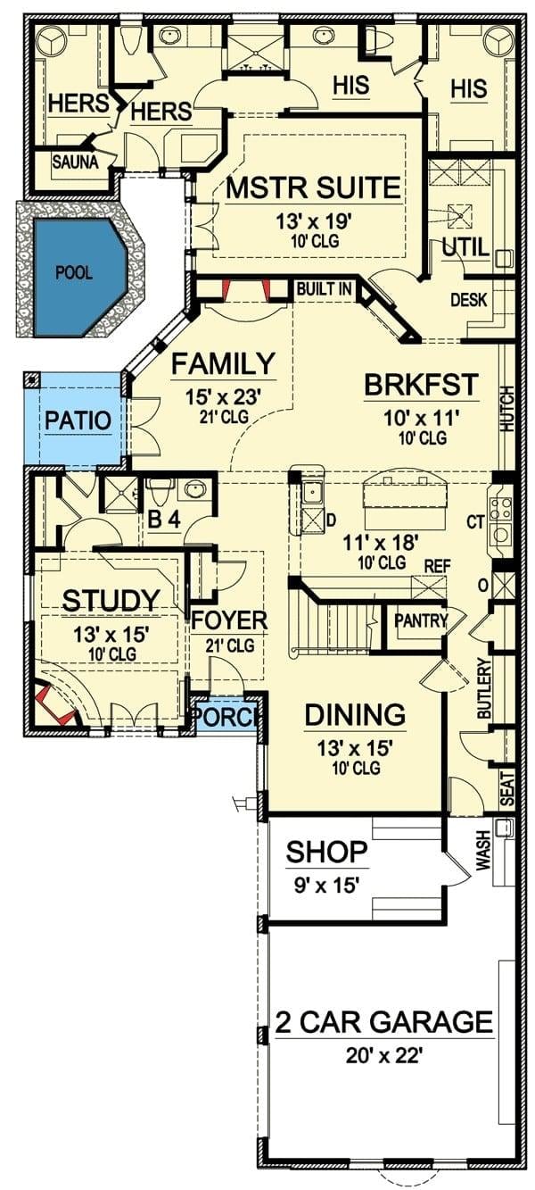 Explore This Spacious Floor Plan with a Private Master Suite and Sauna