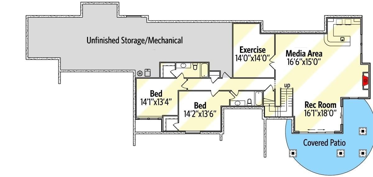 Explore the Versatile Basement Layout with Exercise and Media Areas