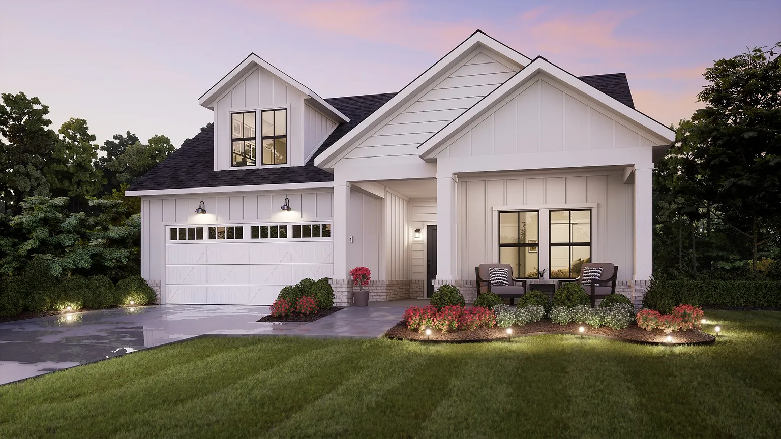 3-Bedroom Portico Bonus Home with Front Porch and Courtyard Patio (2,480 Sq. Ft. Floor Plan)