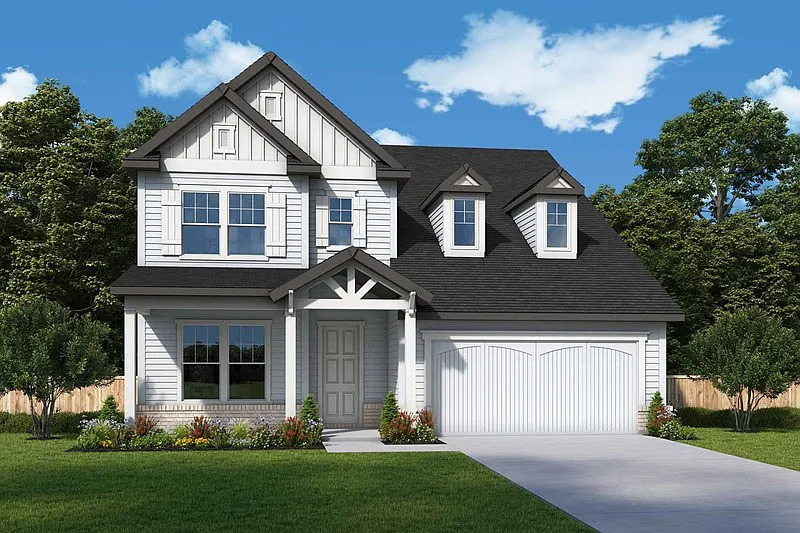 Craftsman-Style 4-Bedroom Home with Covered Porch and 2-Car Garage (2,580 Sq. Ft. Floor Plan)