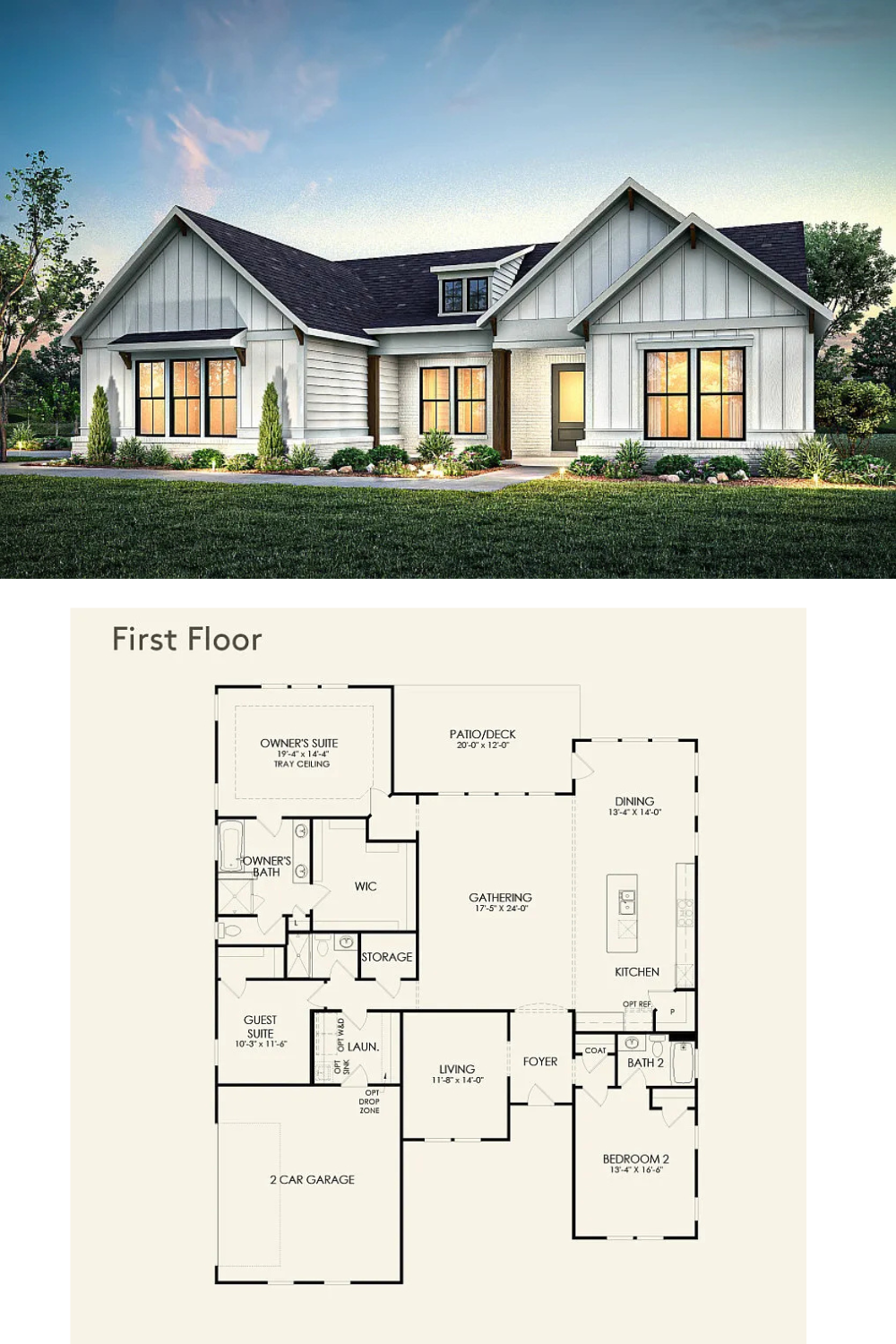 Farmhouse-Style 3-Bedroom Home with Covered Patio and 2-Car Side Entry Garage (2,430 Sq. Ft. Floor Plan)