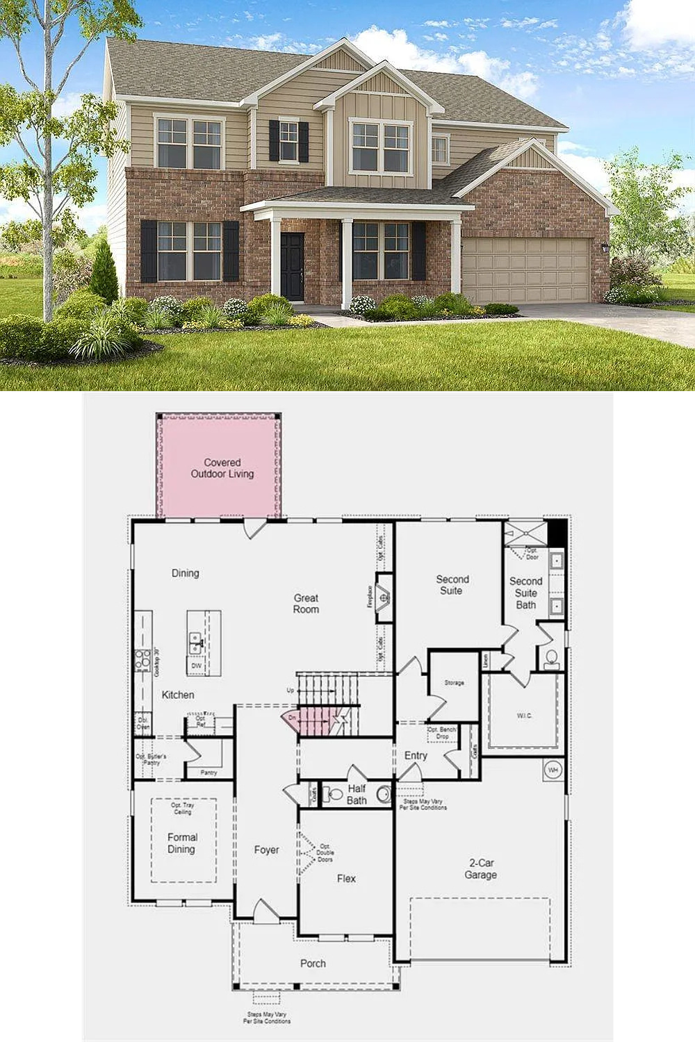 Traditional 5-Bedroom Home with Front Porch and Unfinished Basement