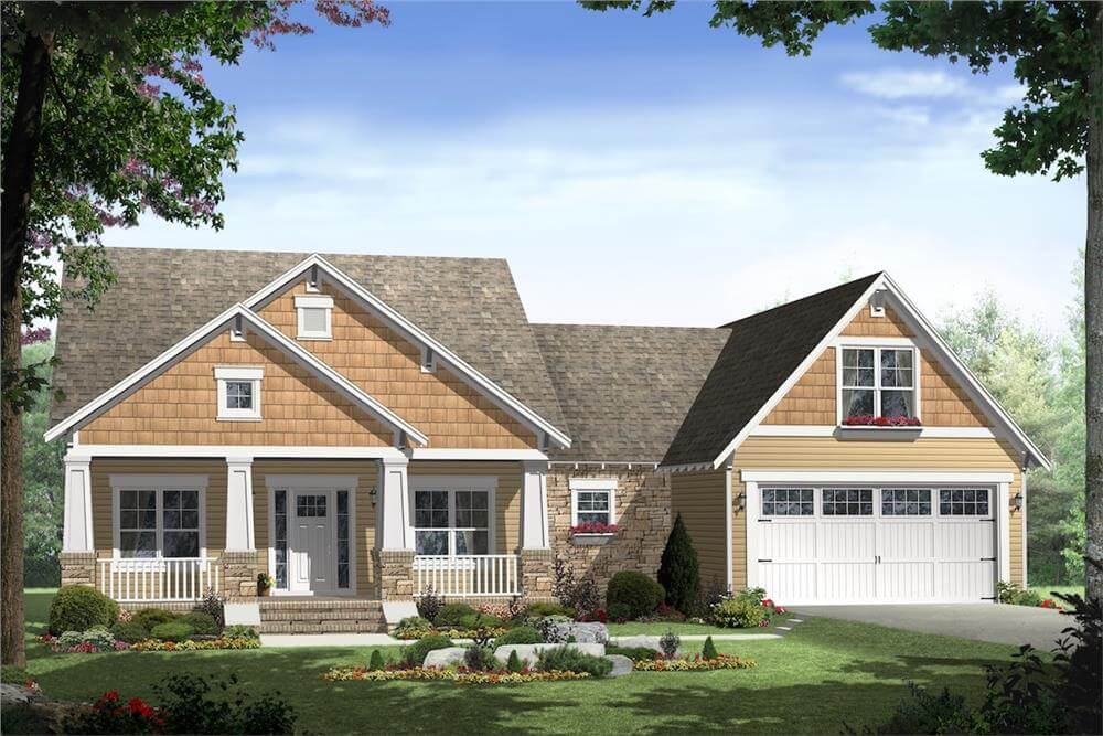 Craftsman-Style 3-Bedroom Ranch with Flex Space and Bonus Room (Floor Plan)