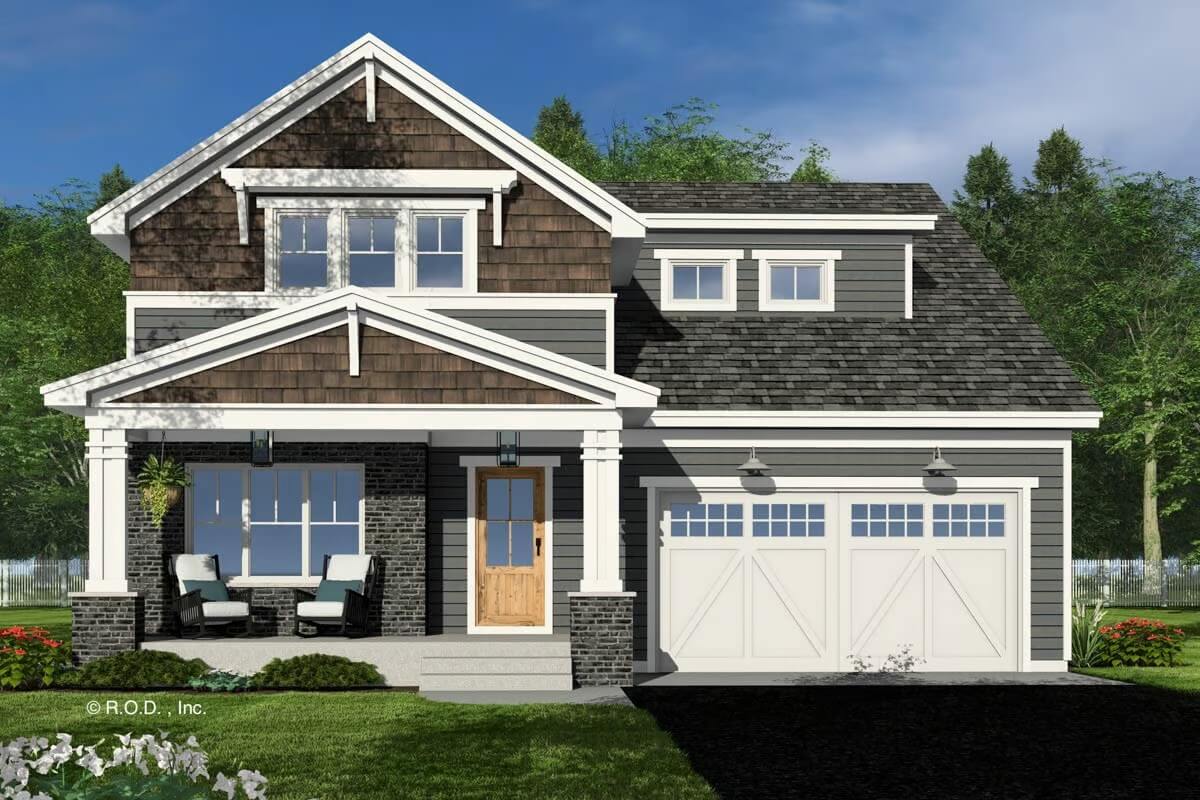 Traditional 3-Bedroom Country Home with Open-Concept Living and Loft (Floor Plan)