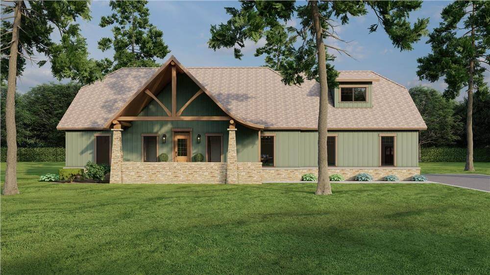 3-Bedroom Country Home with Covered Entry Porch and 2-Car Side-Loading Garage (Floor Plan)