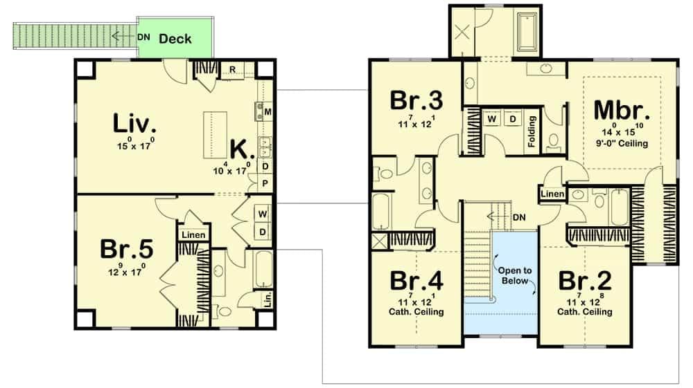 Explore the Five-Bedroom Layout with a Functional Deck Space