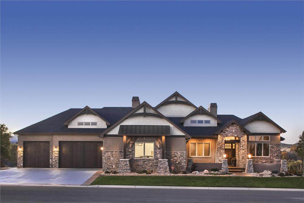 2-Bedroom Transitional Craftsman Home with Courtyard and Finished Basement (Floor Plan)