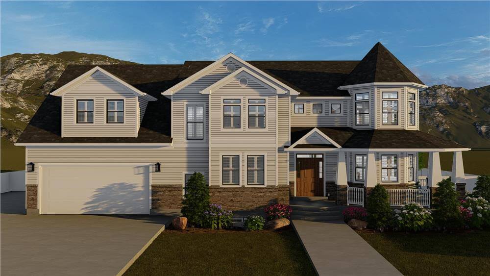 Traditional-Style 4-Bedroom Home with Bonus Room and Basement Expansion (Floor Plan)