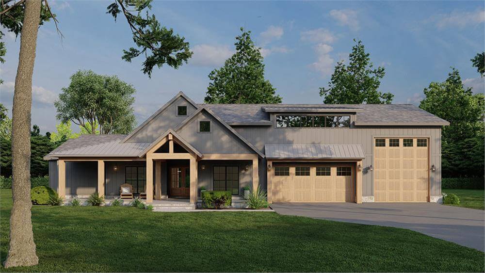 4-Bedroom Contemporary Home with RV Garage and Bonus Room (Floor Plan)