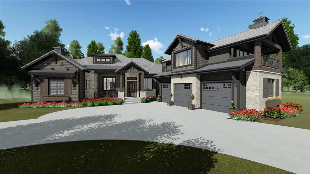 4-Bedroom Farmhouse with Bonus Room Above the Angled Garage (Floor Plan)