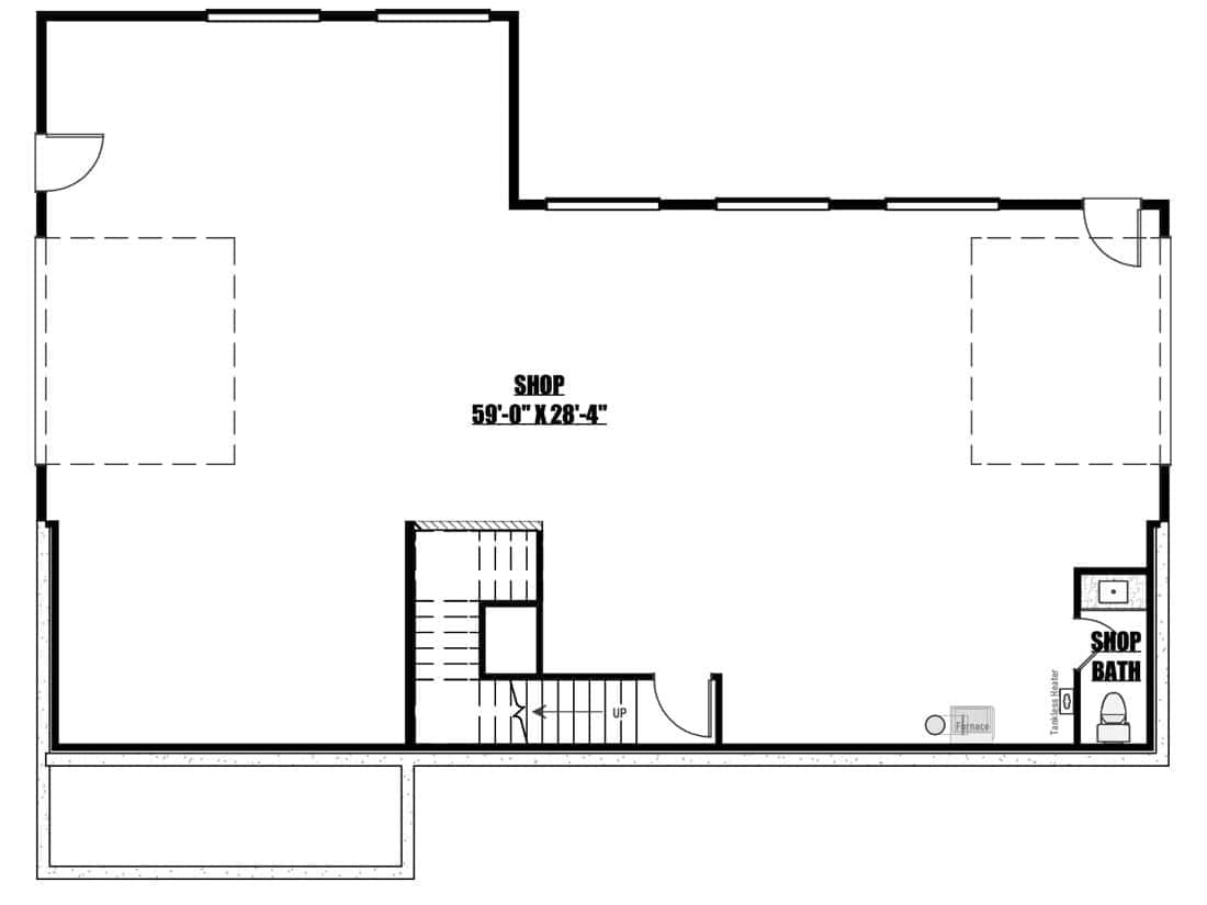 Explore This Expansive Workshop Floorplan with a Dedicated Bath Area