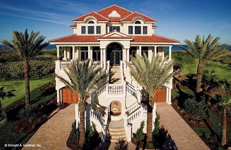 Grand Coastal Villa with Palatial Double Staircase