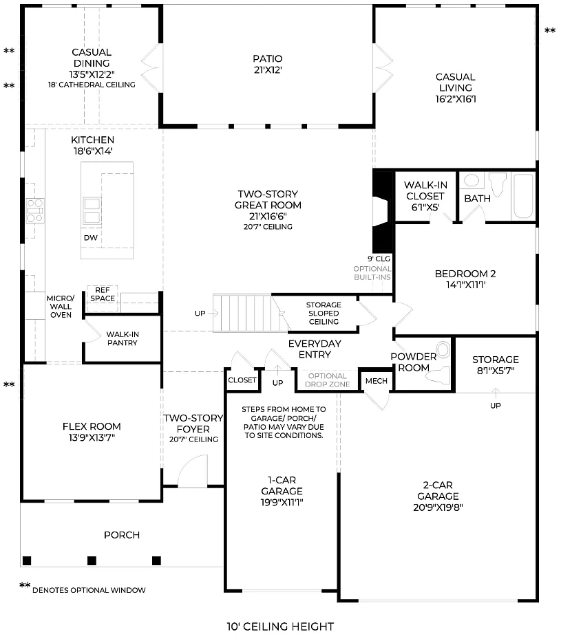 Farmhouse-Style 5-Bedroom Home with Two-Story Great Room and Covered Front Porch