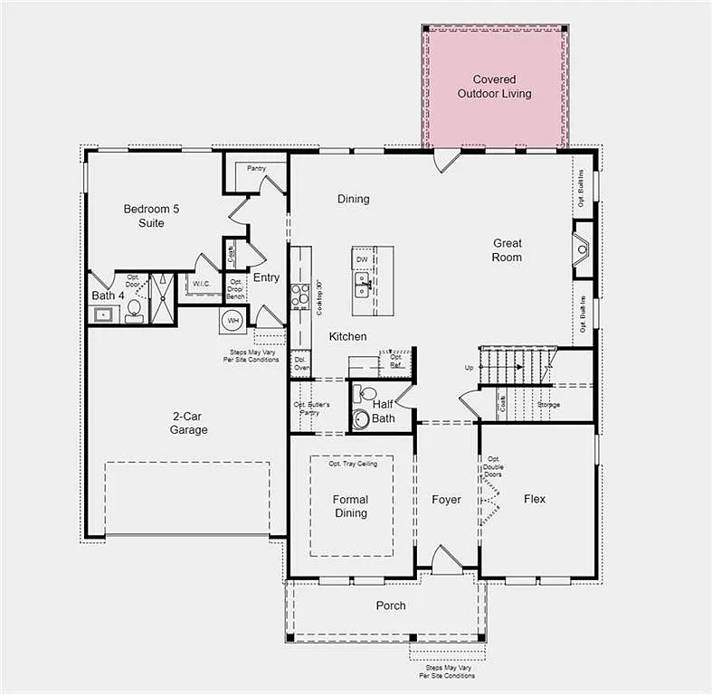 Traditional 5-Bedroom Home with Open Concept Living and Covered Front Porch
