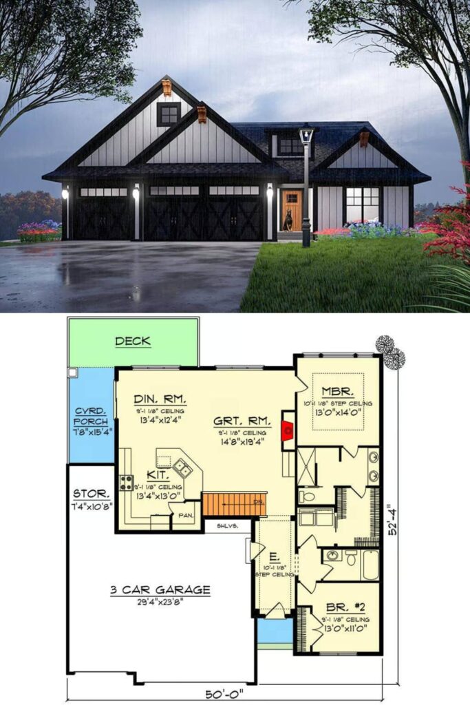 2-Bedroom Farmhouse with 3-Car Garage and Optional Basement (Floor Plan ...