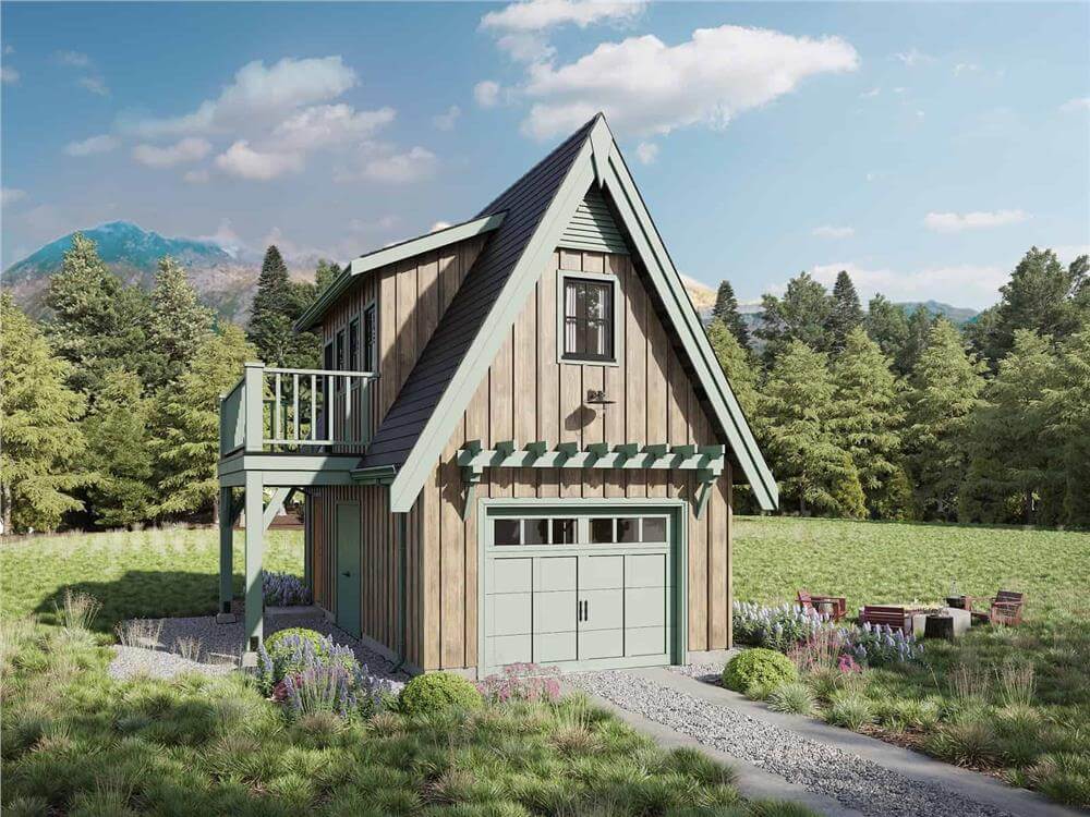 Cottage-Inspired Carriage Home for a Narrow Lot with a Loft (Floor Plan)