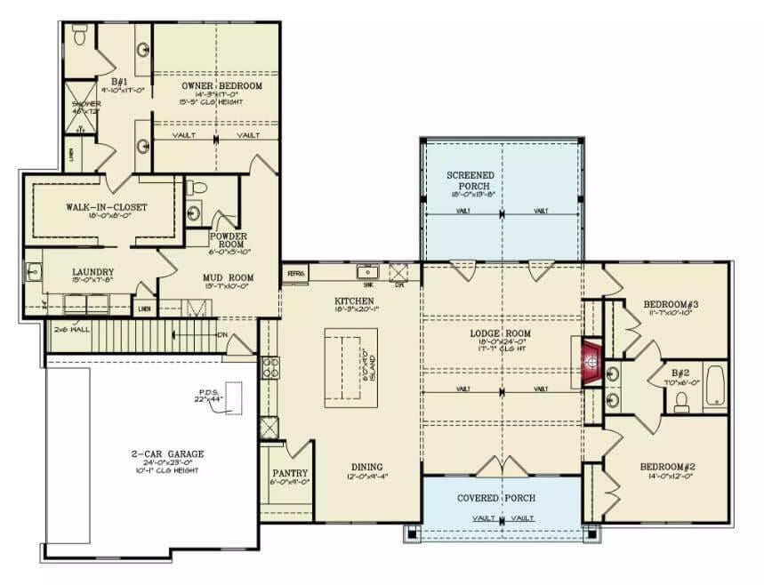 Explore the Flow: Open Layout with Central Lodge Room