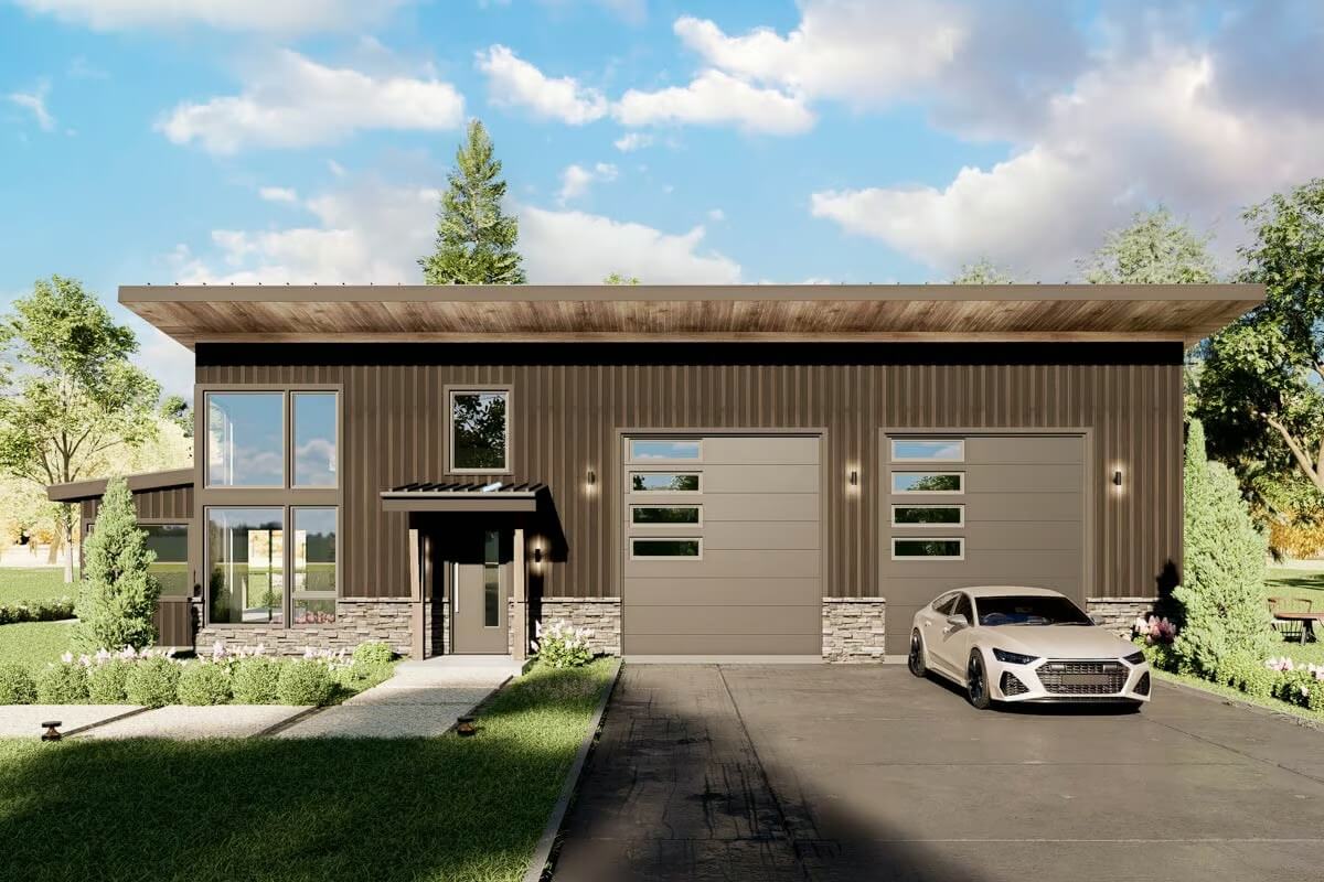 Barndominium-Style 1-Bedroom Home with Loft and Covered Patio (Floor Plan)