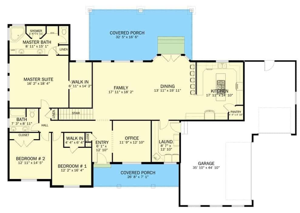 Explore This Spacious Home Layout with Two Covered Porches