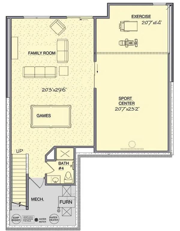 Check Out the Versatile Sport Center in This Basement Layout
