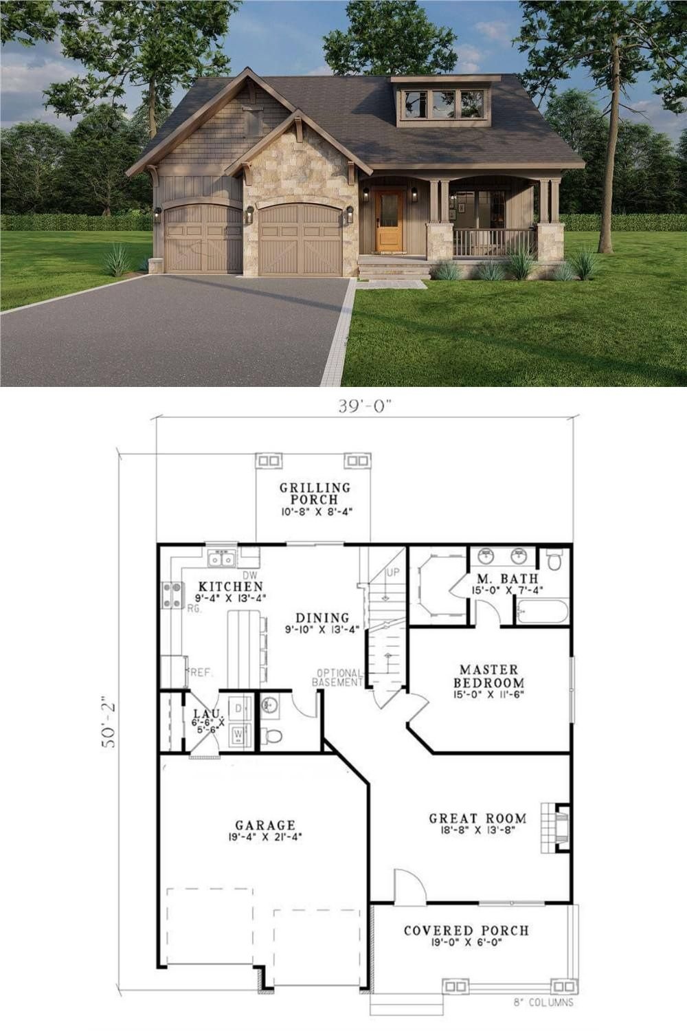 A charming mixture of stone and board and batten siding lends this cottage-style home a rustic appeal. An inviting front porch stretches across the façade, offering both shelter and a comfortable spot to take in the outdoors. A dormer with windows above adds a touch of classic charm to the roofline, drawing natural light into the upper floor.
