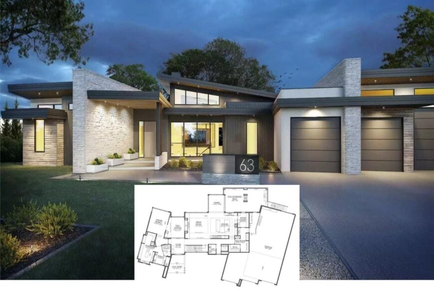 3 Bedroom Single-Story Modern House with Optional Garage (Floor Plan)