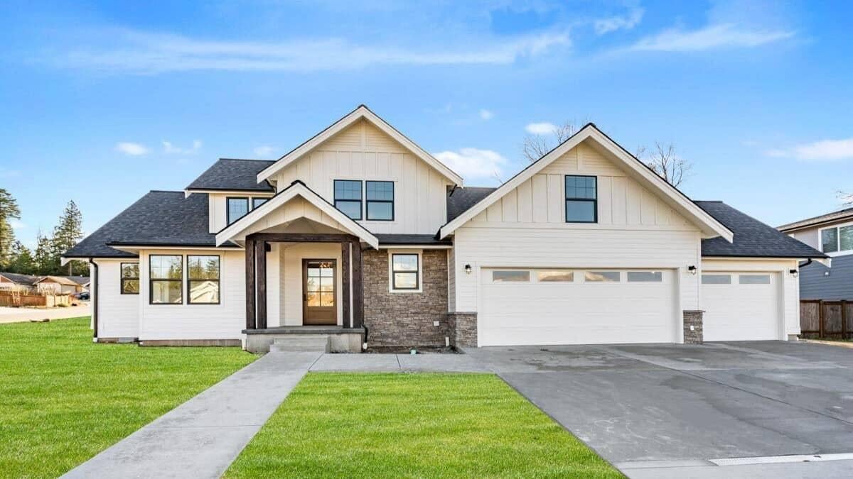 Modern Farmhouse with an Inviting Front Porch and Gabled Rooflines