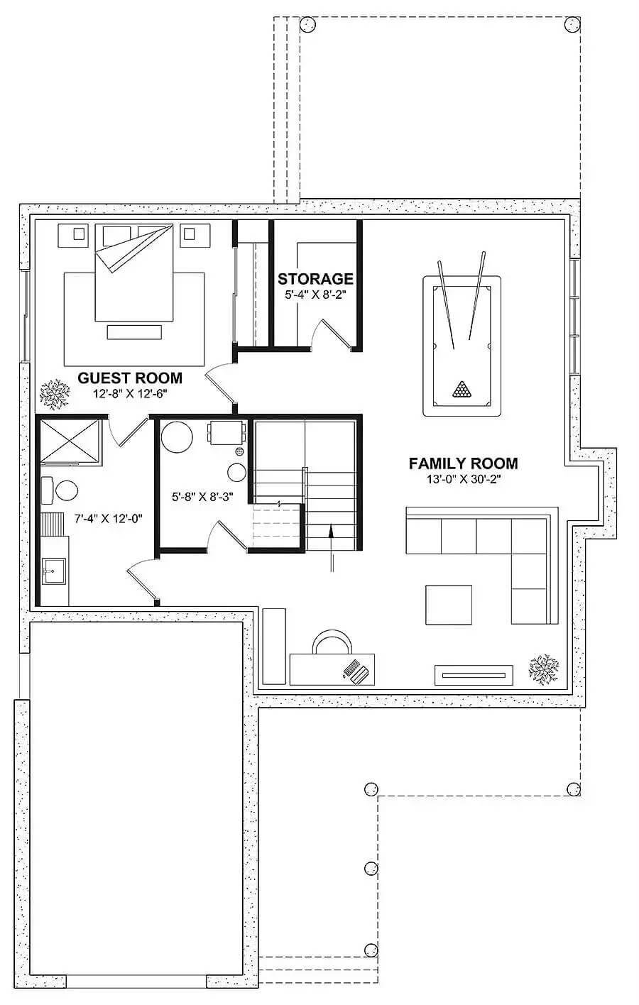 Exploring the Spacious Family Room and Guest Suite Layout