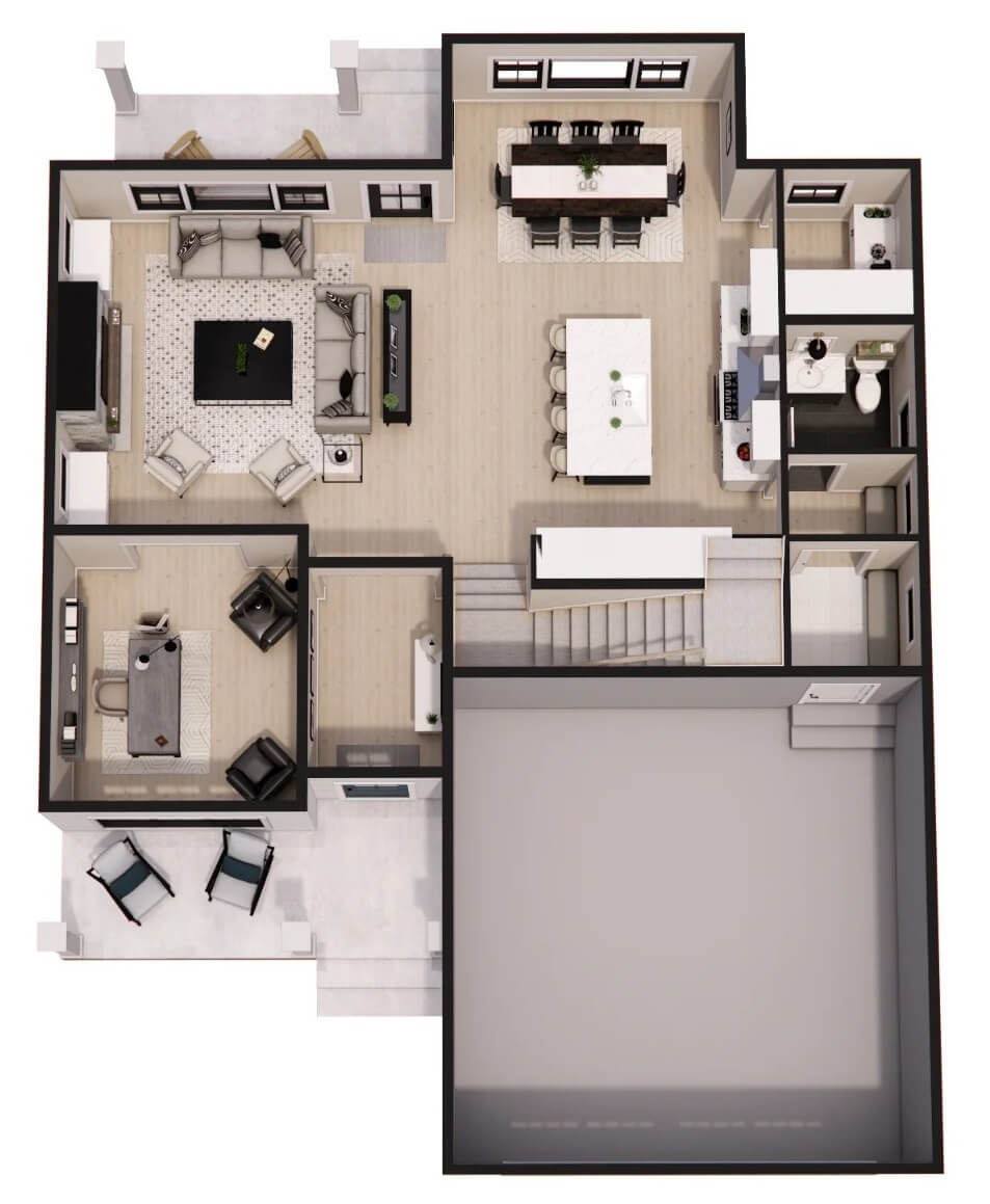 3D Main Level Floor Plan