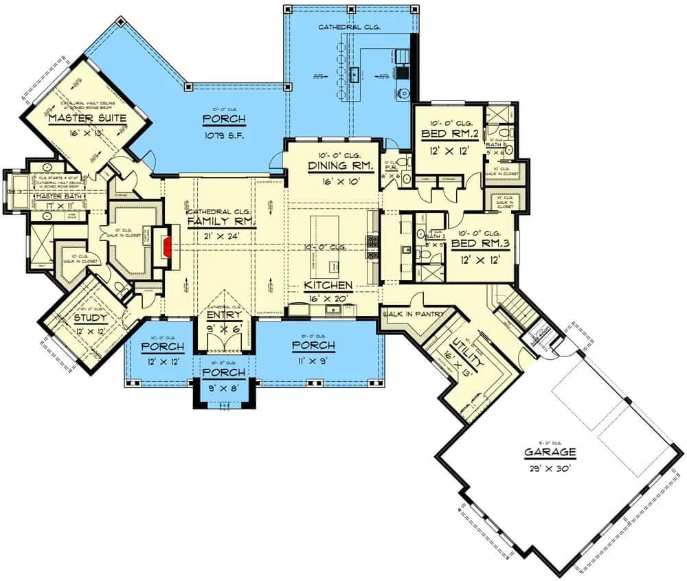 Explore This Expansive Floor Plan with a 3-Car Garage and Spacious Porches
