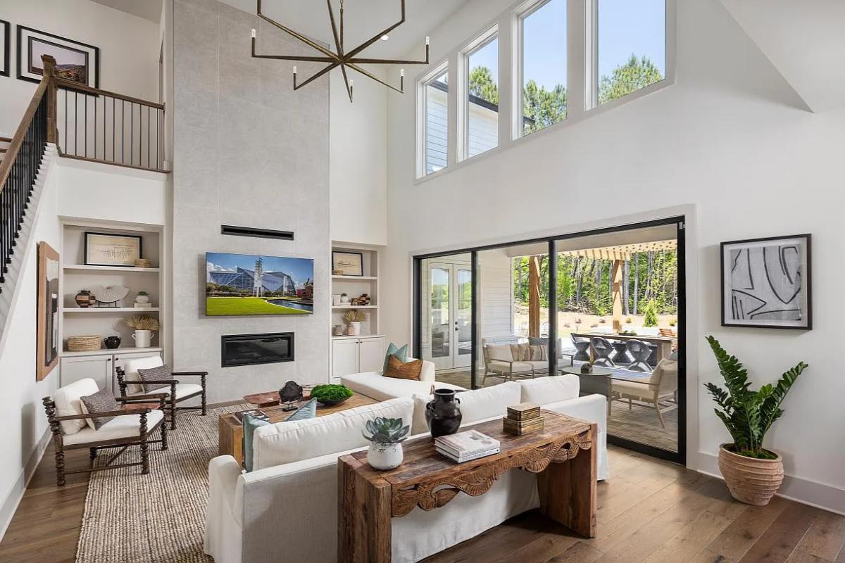Farmhouse-Style 5-Bedroom Home with Two-Story Great Room and Covered Front Porch